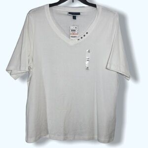 NWT Karen Scott White Button T-shirt Top Sz 2X